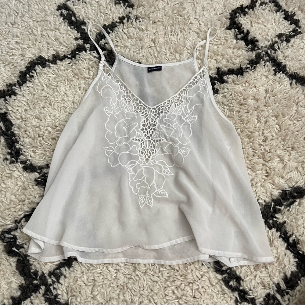 Brandy Melville Becky Sheer Lace Floral Tank